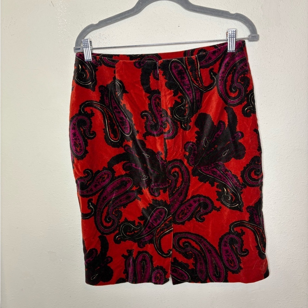 Talbots Orange Velvet Paisley Skirt Size 8 - Picture 5 of 7